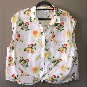 Forever 21+ 3X citrus front tie top 🍊🍋